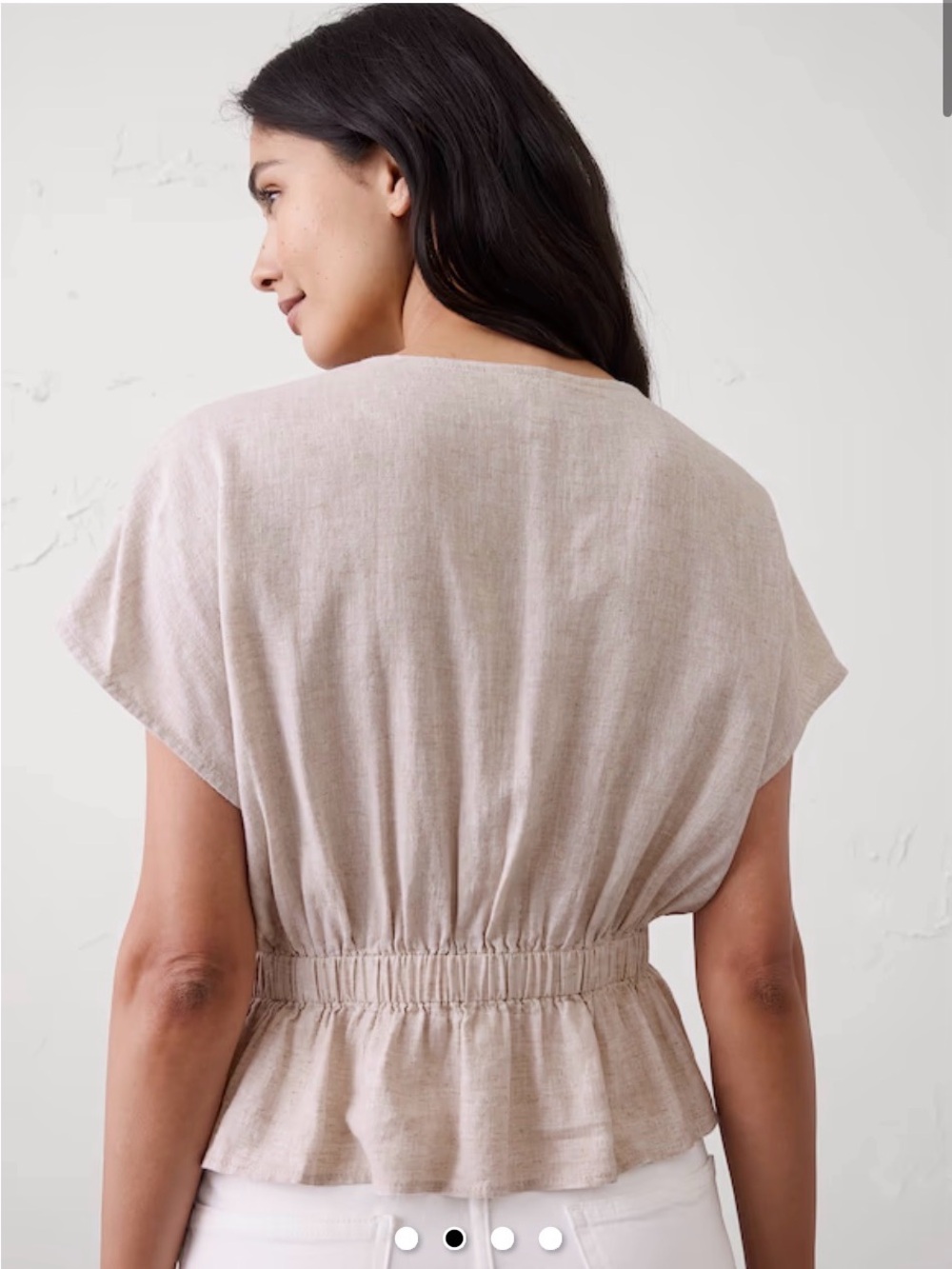 Banana Republic Factory LINEN-BLEND PINTUCK-WAIST TOP - Picture 5 of 5